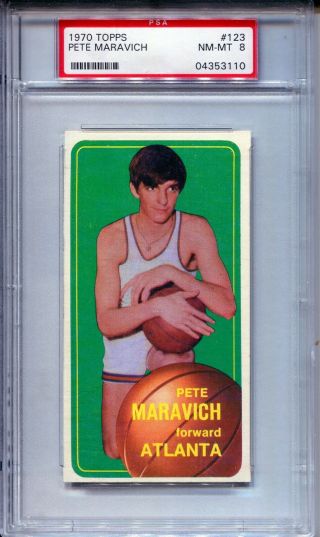 1970 Topps Basketball 123 Pete Maravich Rookie Card Rc Psa 8