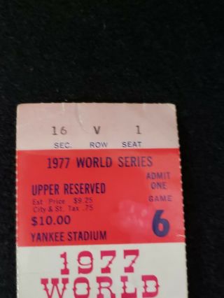 1977 WORLD SERIES GAME 6 TICKET STUBS YANKEE STADIUM NY vs.  National League Champ 6