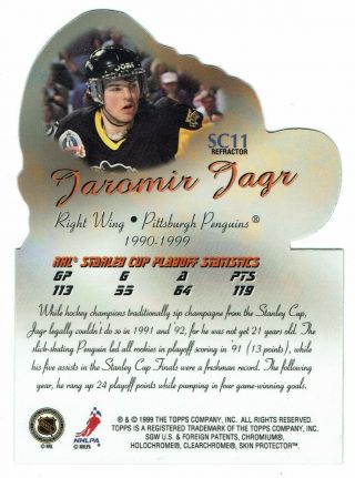 1999 - 00 Topps Stanley Cup Heroes Refractor Jaromir Jagr Pittsburgh Penguins 2
