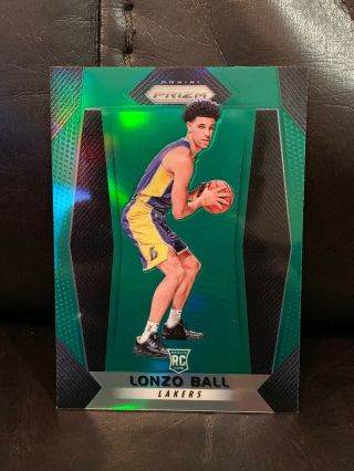 2017 - 18 Panini Prizm Green 289 Lonzo Ball Los Angeles Lakers Rc Rookie