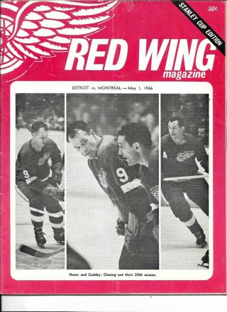 1965 - 66 Detroit Red Wings - Canadiens Stanley Cup Program Game 4 Habs Tie It Up