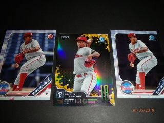 ORANGE REFRACTOR 1 OF 50 Made 2019 BOWMAN CHROME TOP 100 NUMBER SIXTO SANCHEZ 2