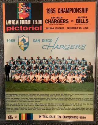 1965 Afl Championship San Diego Chargers Vs.  Buffalo Bills Program – Ex