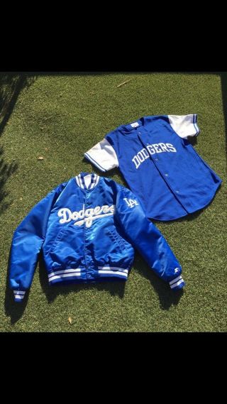 Vintage Starter La Dodgers Satin Jacket Large Mlb Plus Dodgers Jersey