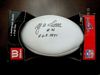 Y.  A.  Tittle Hof Autographed Football Guaranteed Authentic Bv $100