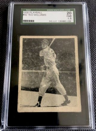 1939 Play Ball 92 Ted Williams Sgc (20) 1.  5 Rookie Card Hof