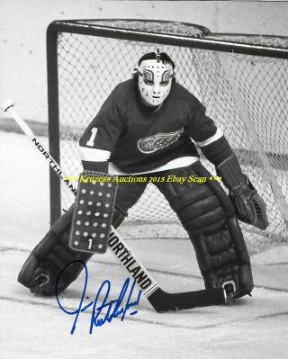 Jim Rutherford In Net Auto Signed 8x10 Photo Detroit Red Wings Star Goalie Wow