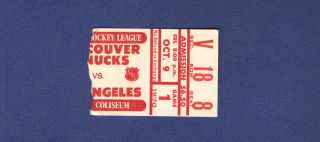 First Game 1970 Vancouver Canucks Nhl Hockey Ticket Stub Rare Lower Level Red