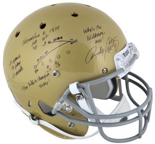 Notre Dame Rudy Ruettiger Signed Full Size Rep Helmet W/ Hand Drawn Play Bas