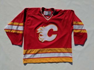 Calgary Flames Vintage Nhl Jersey Mens Xl Red Home Throwback Ccm