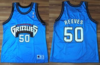 Bryant Reeves Vtg 90s Vancouver Grizzlies Champion Jersey Shirt Sz 44 Retro Rare