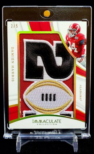 2019 Immaculate Damien Harris Bowl Logo Patch 2/5 Patriots Rookie 