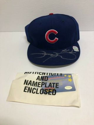 Sammy Sosa Signed Chicago Cubs Hat Era Mounted Memories 59 Fifty 7 1/8