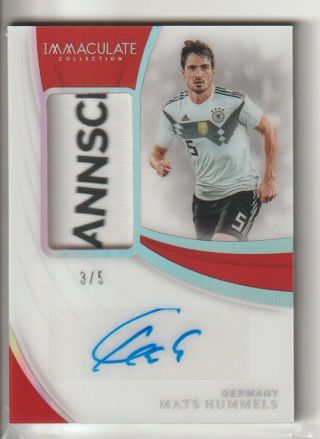 2018 - 19 Panini Immaculate Jersey Number Patch Autograph Auto : Mats Hummels 3/5