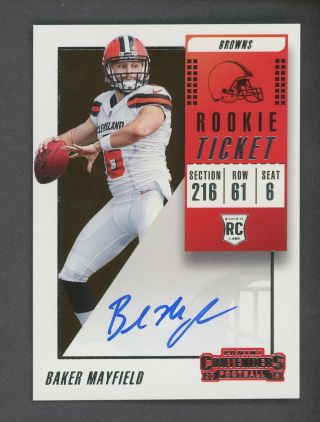 2018 Contenders Rookie Ticket Baker Mayfield Browns Rc Rookie Auto