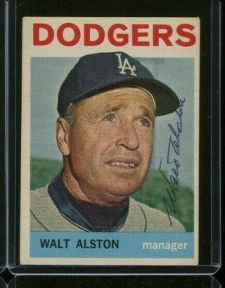 1964 Topps 101 Walter Alston Autographed Signed Dodgers Card