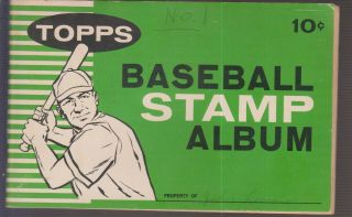 1961 Topps Baseball Stamp Album,  81 Stamps Vg Mantle Mays Aaron Yaz Ford Maris