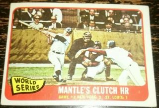 1965 Topps 134 World Series Game 3 Mickey Mantle Yankees Hall Of Famer
