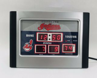Cleveland Indians Tsa - Mlb 2006 Gray Scoreboard Digital Clock Alarm Temperature