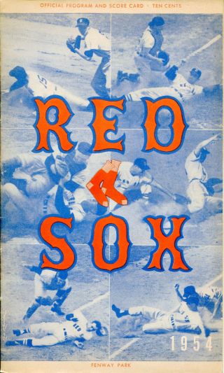 1954 Boston Red Sox Program Scored Fenway Park Washington Senators C9