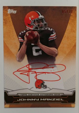 2014 Topps Rookie Premiere Red On Card Auto Johnny Manziel Rpa - Jm 05/10 Browns