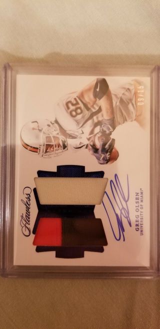 2018 Flawless Collegiate Dual Patch Auto Greg Olsen 09/15 Miami Panthers