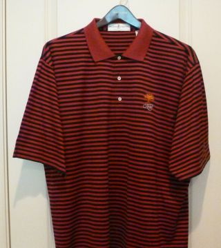 Fairway & Greene Golf Shirt.  Xl.  Deep Red/black Stripe.  Kiawah