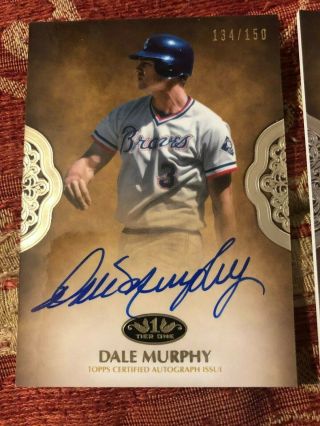 Dale Murphy Auto 134/150 2019 Topps Tier One,  On Card Autographed Card.