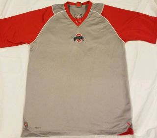 Nike Team Dri Fit Shirt Ohio State Buckeyes Gray Red Mens Sz Large Osu Football
