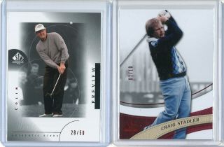 14 Ud Sp Authentic Craig Stadler Red /10,  2001 Preview Red Colin Montgomerie/50