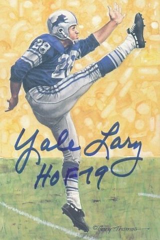 Yale Lary Signed 1990 Goal Line Art Card Autograph Auto Psa/dna Z98529