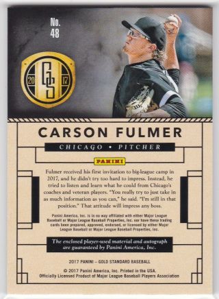 Carson Fulmer Chicago White Sox 2017 Gold Standard RPA Rookie Patch AUTO RC /25 2