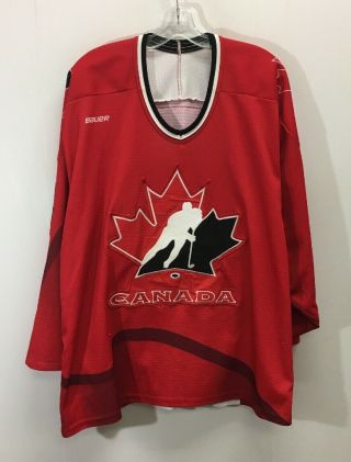 Vintage Marc Andre Fleury 14 Team Canada Bauer Goalie Jersey Red White