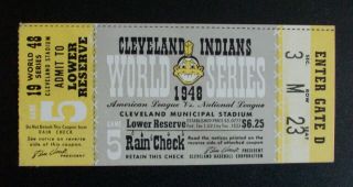 1948 World Series Ticket Stub Braves and Indians Satchel Paige 2
