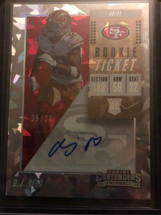 2018 Contenders Dj Reed Rookie Ticket Cracked Ice 5/24 Auto 49ers