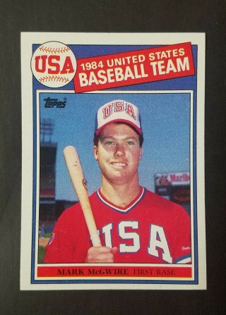 1985 Topps Baseball 401 Mark Mcgwire Us Baseball Team Rookie Card Cardinals A 