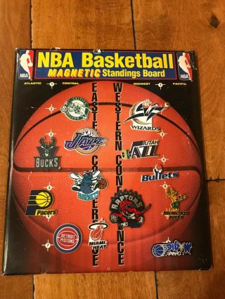 Vintage Nba Basketball Magnetic Standings Board W/ 15 Magnets Rare