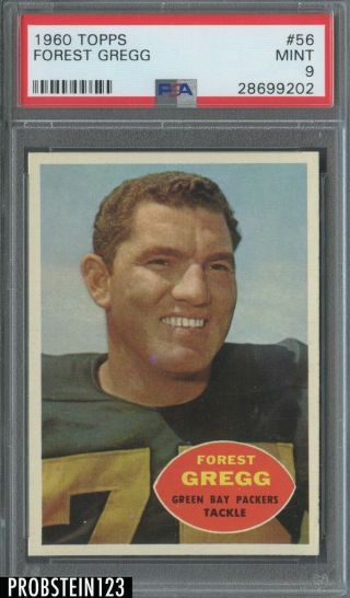 1960 Topps Football 56 Forest Gregg Green Bay Packers Rc Rookie Hof Psa 9