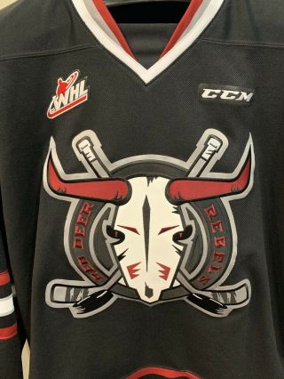 Red Deer Rebels Black CCM CHL Junior WHL Hockey Jersey Adult Size M 4