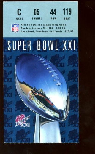 1987 Nfl Bowl 21 Ticket Stub York Giants Vs Denver Broncos Ex,