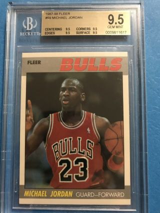 1987 Fleer Basketball 59 Michael Jordan Card Bgs 9.  5x4