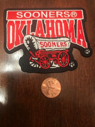 Ou Oklahoma Sooners Vintage Embroidered Iron On Patch (old Stock) 3.  25” X 2.  5”