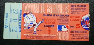 1969 World Series Game 5 Clinching Win Ticket Stub Ny Mets V Orioles Koosman Win