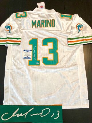 Dan Marino Hand Signed Miami Dolphins Jersey Football Nfl Beckett Bas Cert