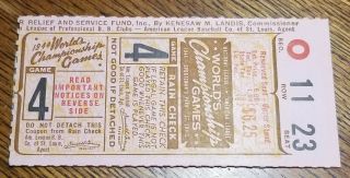 1944 World Series Game (4) Ticket Stub - St.  Louis Cardinals Win Over Browns
