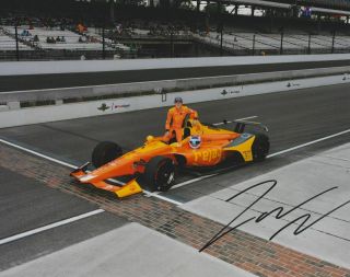 2018 Zach Veach Signed Relay Honda Dallara Indy 500 Qualifying 8x10 Photo