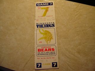 Chicago Bears Vs Minnesota Vikings 10/21/79 Ticket Not Stub Payton Baschnagel Td
