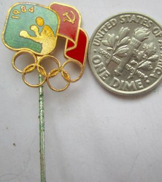 Old Olympic Pin Los Angeles Usa 1984 Ussr Noc Boxing Brass Enamel Rare