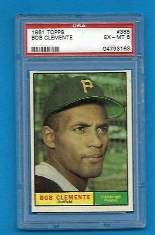 1961 Topps Roberto Clemente Psa 6 Ex - Mt Baseball Card Pirates