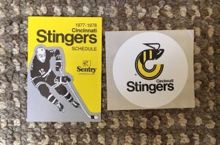 1978 - 79 Cincinnati Stingers Wha Pocket Schedule Sentry With Sticker